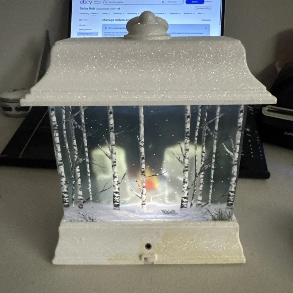 Confetti Lites Lighted Swirl Marshmallow Snowman Campfire Lantern #Shelf